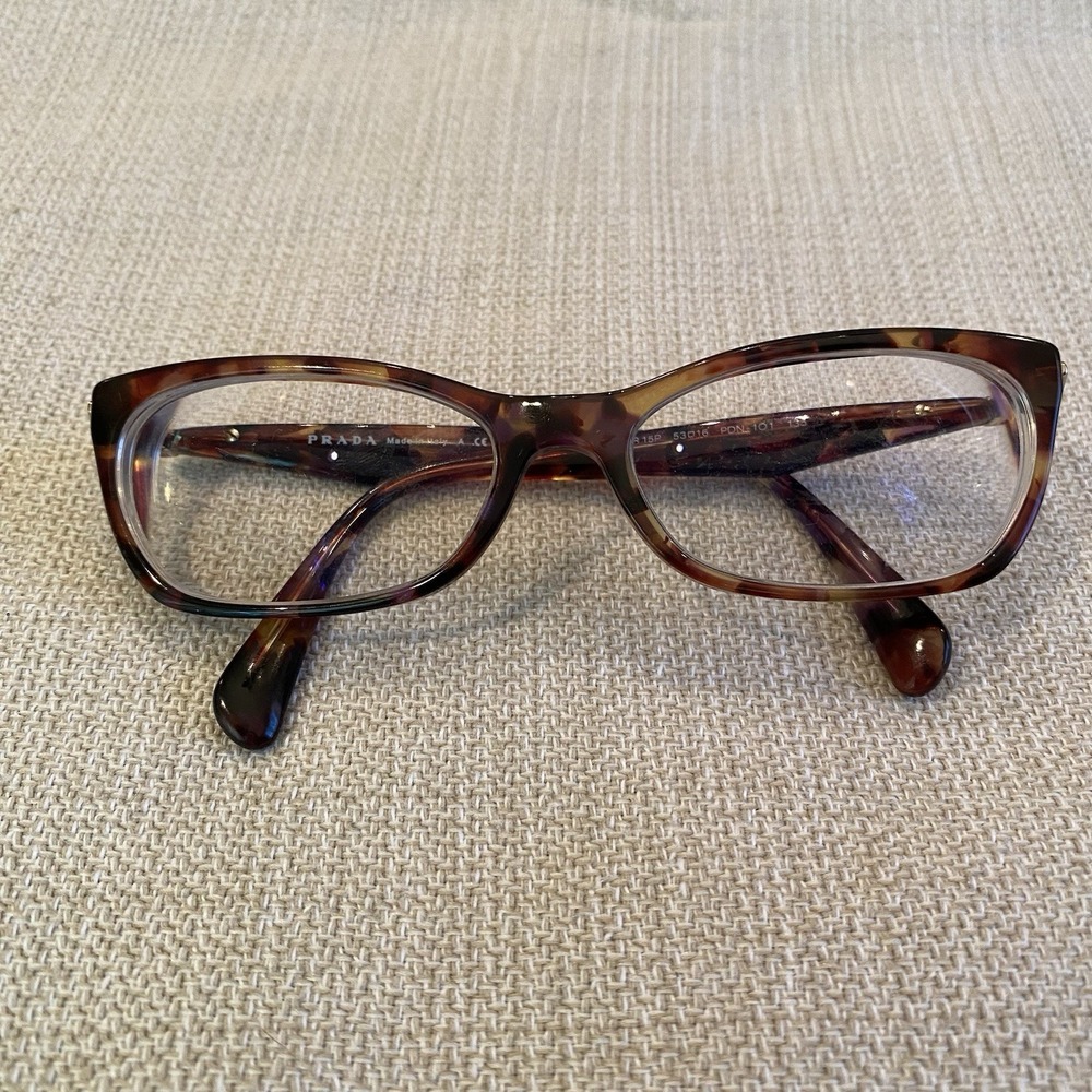 Prada Eyeglasses Frame VPR 15P Womens Cat Eye Tortoise Purple 53-16-135 RX